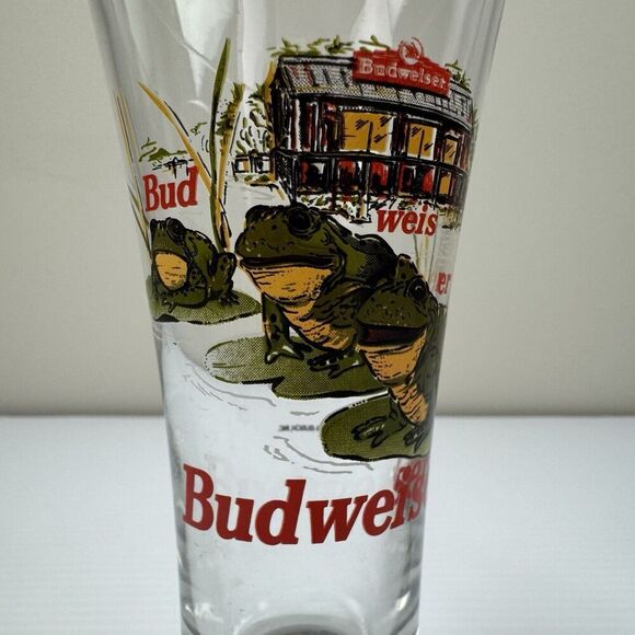 Set Vintage ‘96 Budweiser Frog Pilsner Beer Glasses "Bud Weis Er" Anheuser Busch - Picture 3 of 10
